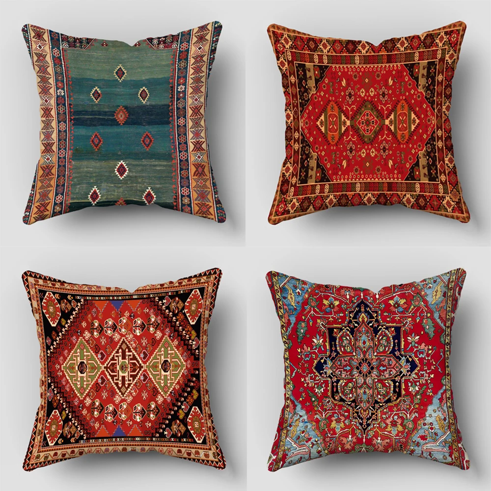 Persian Rug Pattern Pillowcase Living Room Sofa Cushion Cover Fashion Decorative Home Decor 45X45cm Two Sides Short Plush