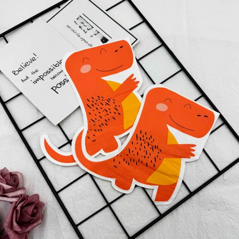 20 pz/pacco 2-Ply Bambini Cartoon Dinosauro Modello A Forma di Tovagliolo di Carta Festa di Compleanno Tovagliolo Colorato Farfalla Bart Carta