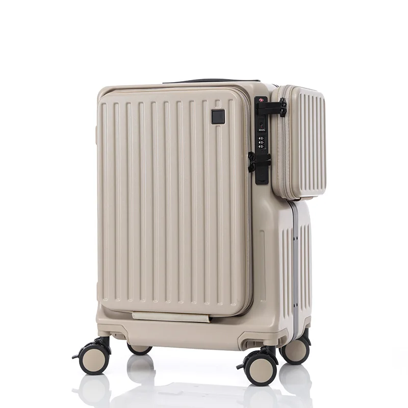 2024 New Double Opening Suitcase 20 inch Boarding Box type-c & usb Oort with Cup Holder Multifunctional Suitcase TSA Password