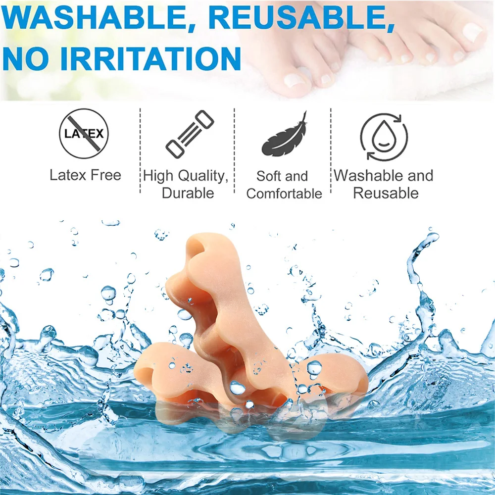 펙스멘 2/4개입 무지외반증 교정 및 발가락 원래 모양 복원 여성 및 남성용 젤 발가락 분리기