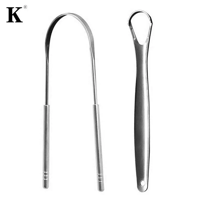 Portátil Metal Tongue Scraper Cleaner, aço inoxidável, escovas para remover adultos e crianças, 2pcs