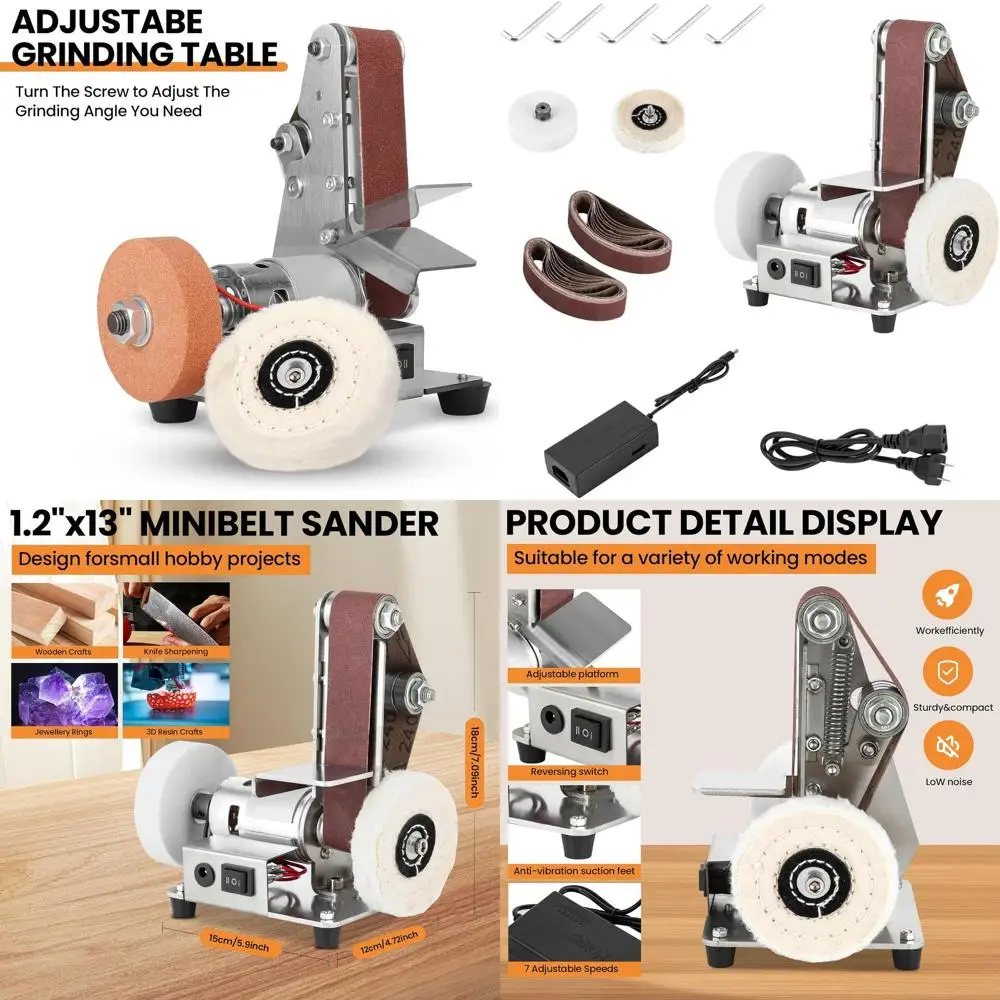 

Регулируемая по скорости мини-ленточная шлифовальная машина и электрический настольный точильный станок для металлообработки, заточки ножей и DIY-проектов
