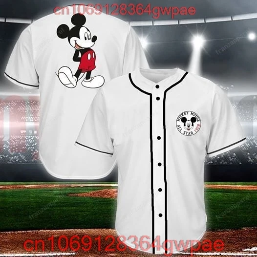 Disney Mickey Mouse Baseball Jersey Men\'s Casual Sports Short Sleeve Jersey Custom Name Walt Disney World Baseball Jersey Tops