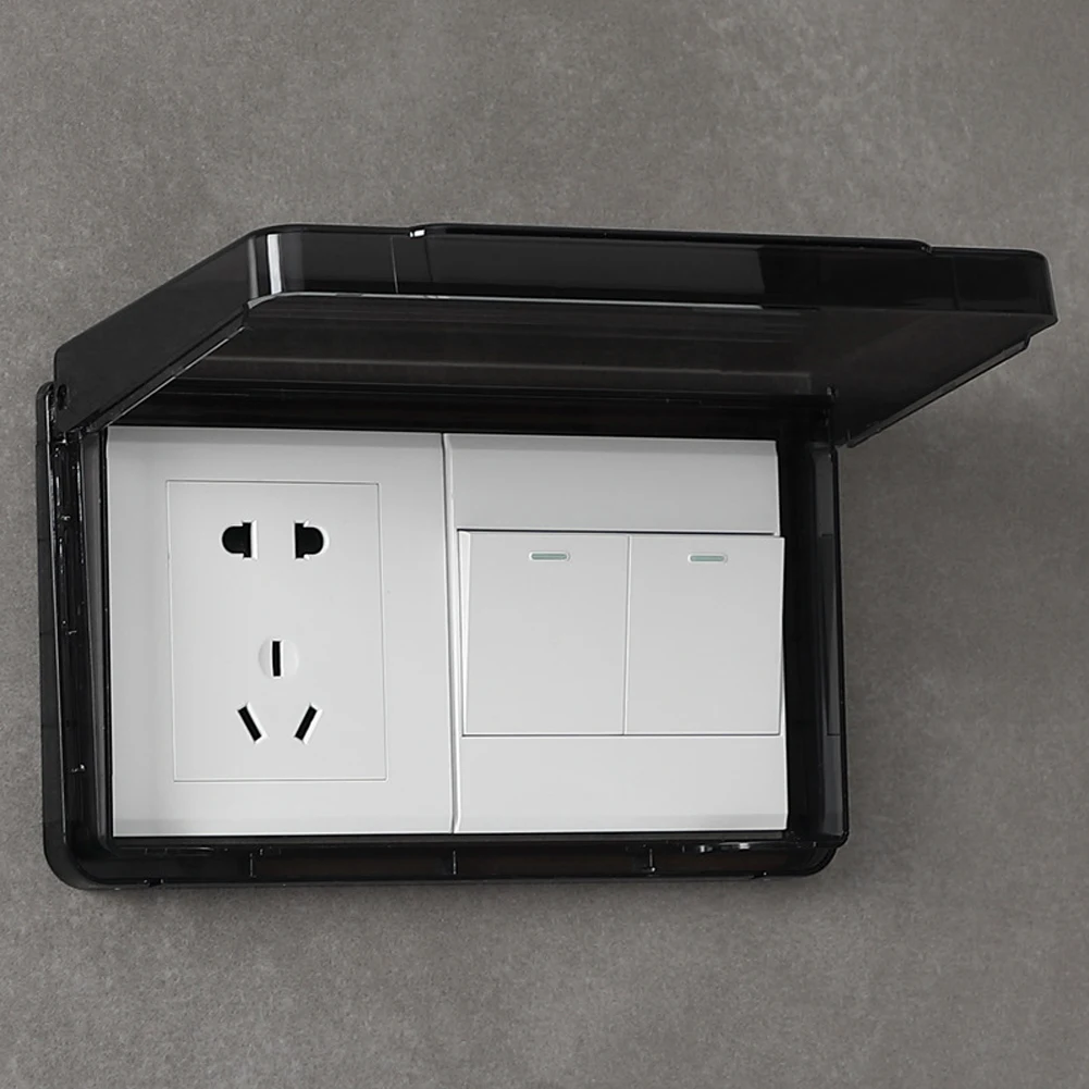 Reversible For Type 86 Double Socket Wall Switch Cover Waterproof and Ultra Thin Suitable for Various Environments