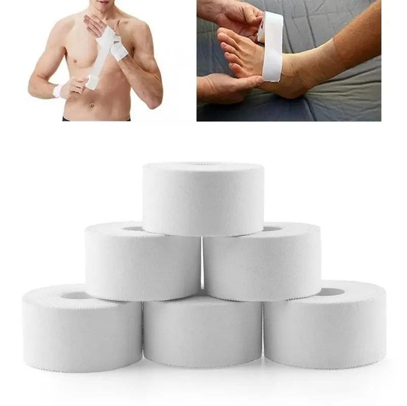 

White Cotton Sport Tape, Adhesive Elastic Bandage, Protect Muscles, Relieve Pain, Elastic Bandage, Strain Injure, 2.5 cm, 3.8 cm