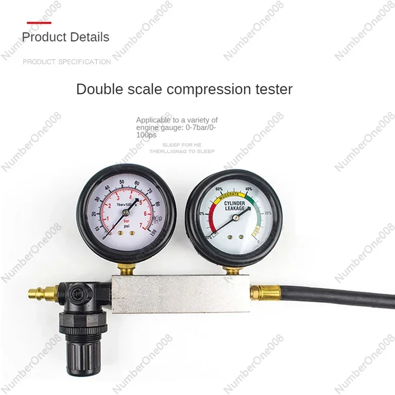 TU-21 Gasoline Engine Cylinder Compression Tester Leak Detector Tool Kit Cylinder Compression Leak Tester, Leak Detector