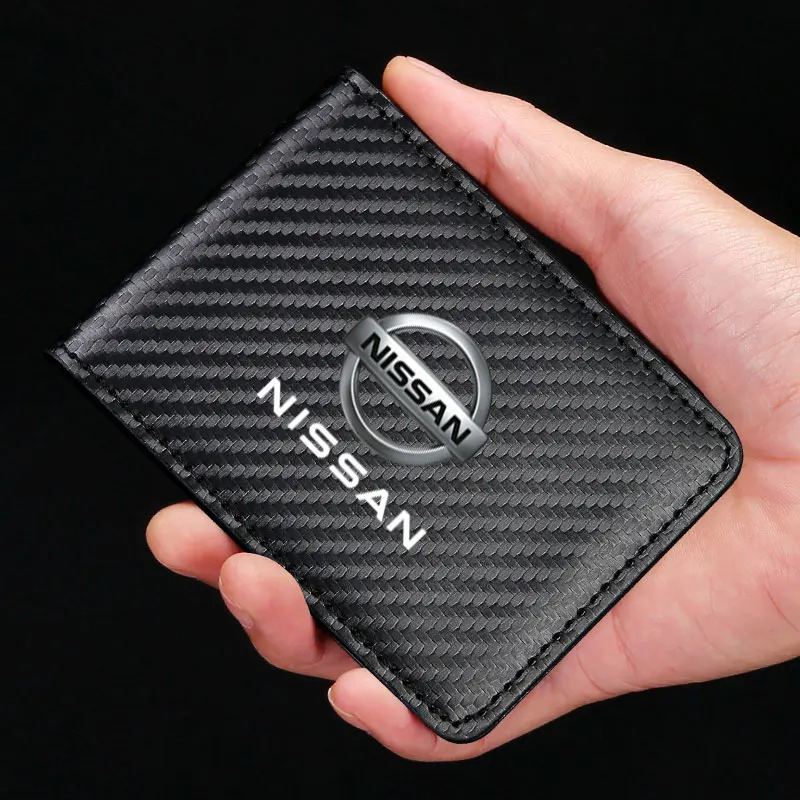 Carbon Fiber Car Driving License Card Wallet For Nissan murano Navara Qashqai x-trail Patrol NV200 note Frontier Car Accessories