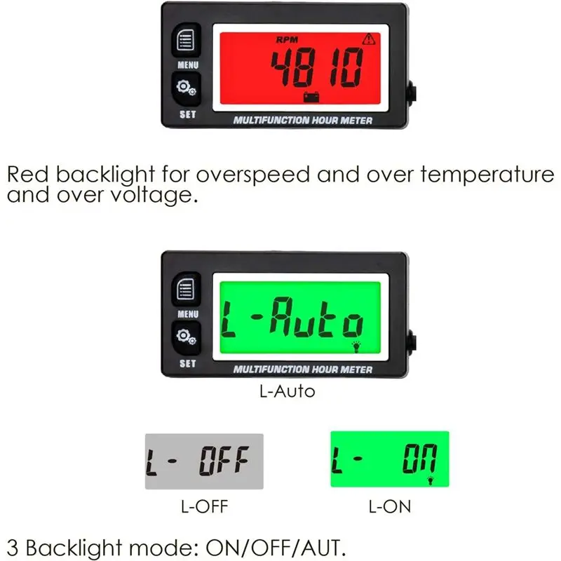 Clear Engine Thermometer Replaceable Clock For Motorcycle ATV Marine Boat Engines