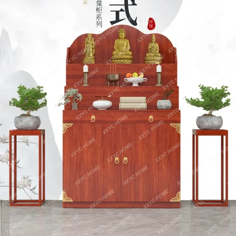 XX New Chinese Household Altar Incense Burner Table Economical Altar Three-Layer Heightening Buddha Shrine feng shui