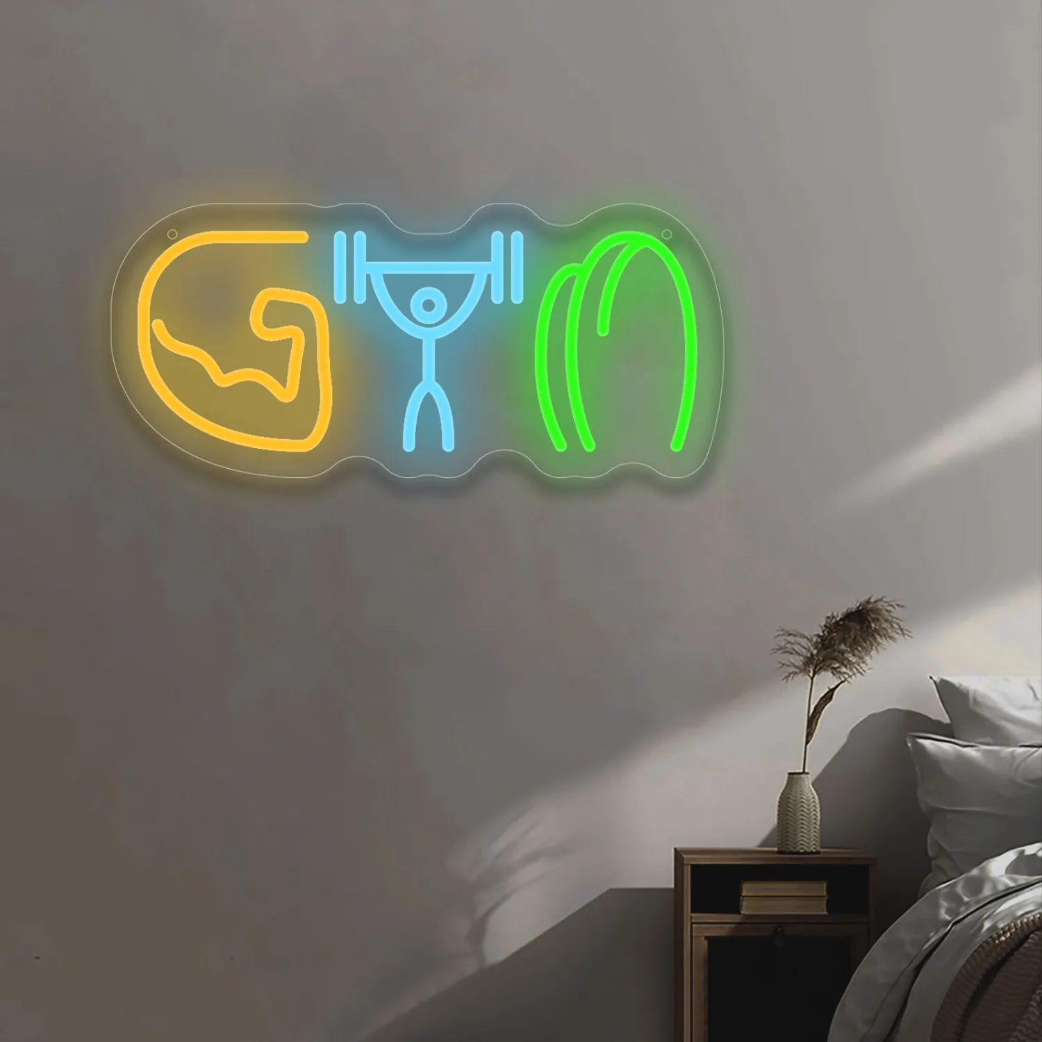 GYM Neon Sign Muscle LED Neon Light for Bedroom Gym Fitness Room Game Room Sport Competition Wall Decor Dimmable Gift for Friend
