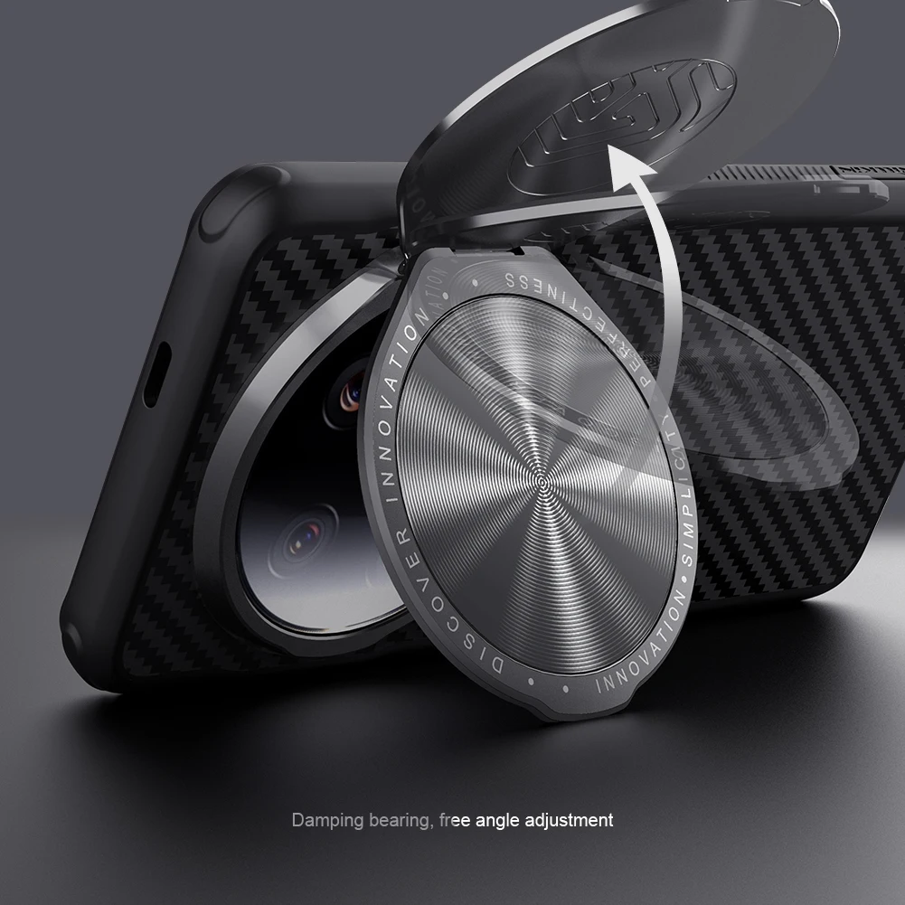 Nillkin Thin Aramid Carbon Fiber Case For Xiaomi 14 Ultra Magnetic Flip Metal Lens Cover Hard Protector Shell