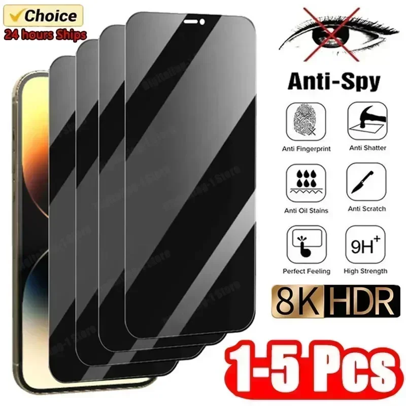 

1-5Pcs Anti-spy Tempered Glass for IPhone 15 14 13 12 11 Pro Max Full Cover Privacy Screen Protector For iPhone 13 14 15 Glass