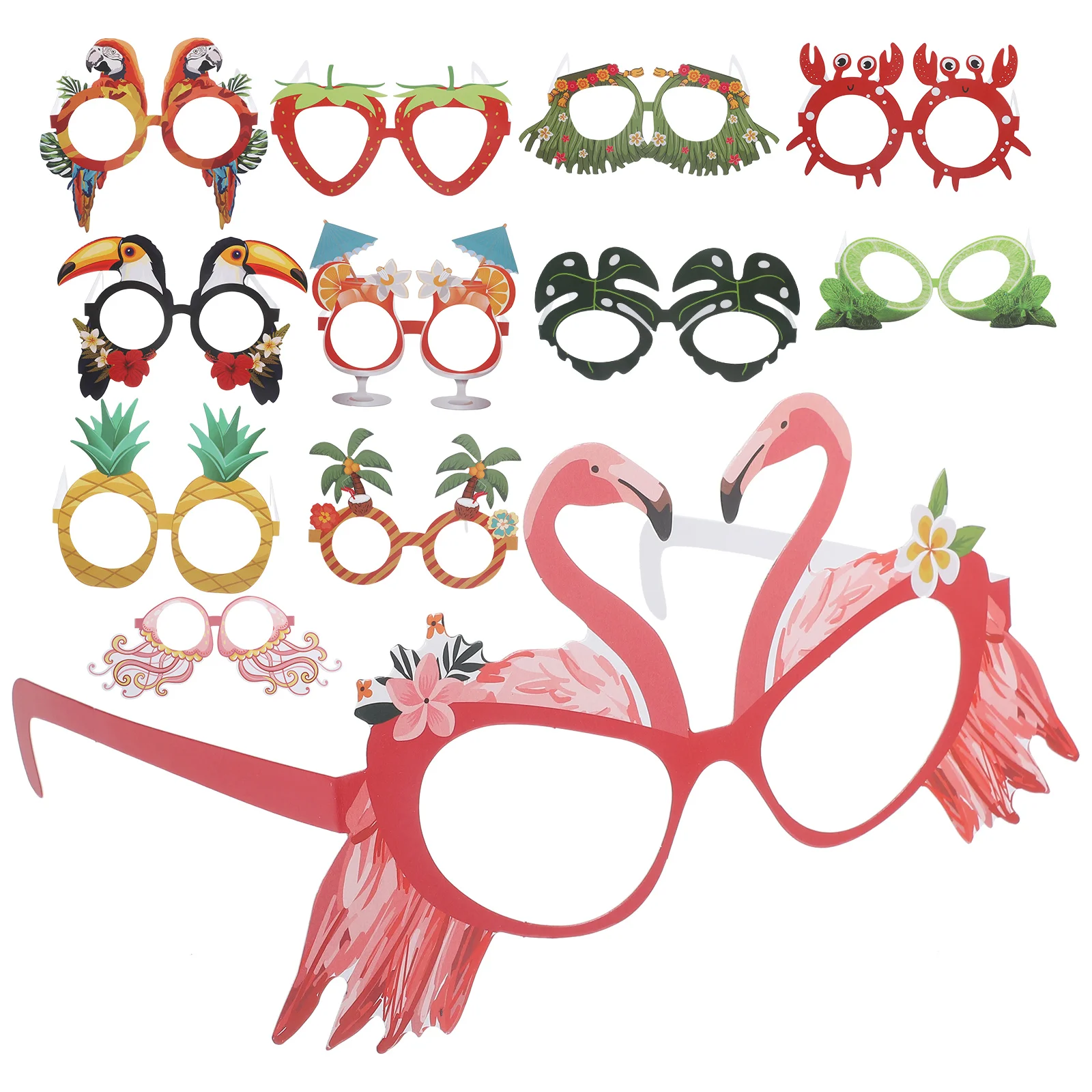 

12pcs Paper Glasses Party Supplies Lightweight Tropical Decorations Beach Hawaiian Frames Luau Photo Prop Fancy Accessories