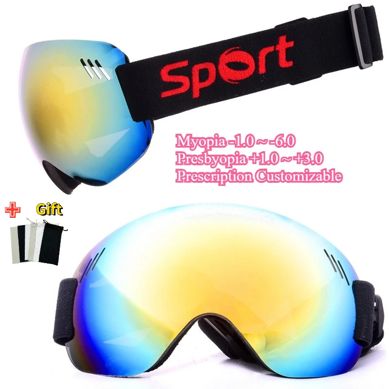 

Myopaia Hyperopia Ski Goggles Over-Goggle Optical Insert Frame, Anti Fog Windproof Large Lens Snowboard Goggles for Men Women