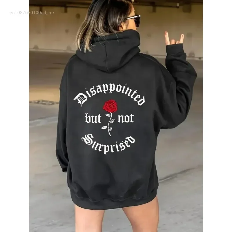 Run Little Mouse Rose Back Print Hoodie Women\'s Fleece Hoodie High Street Versatile New Autumn/Winter Women\'s Hoodie