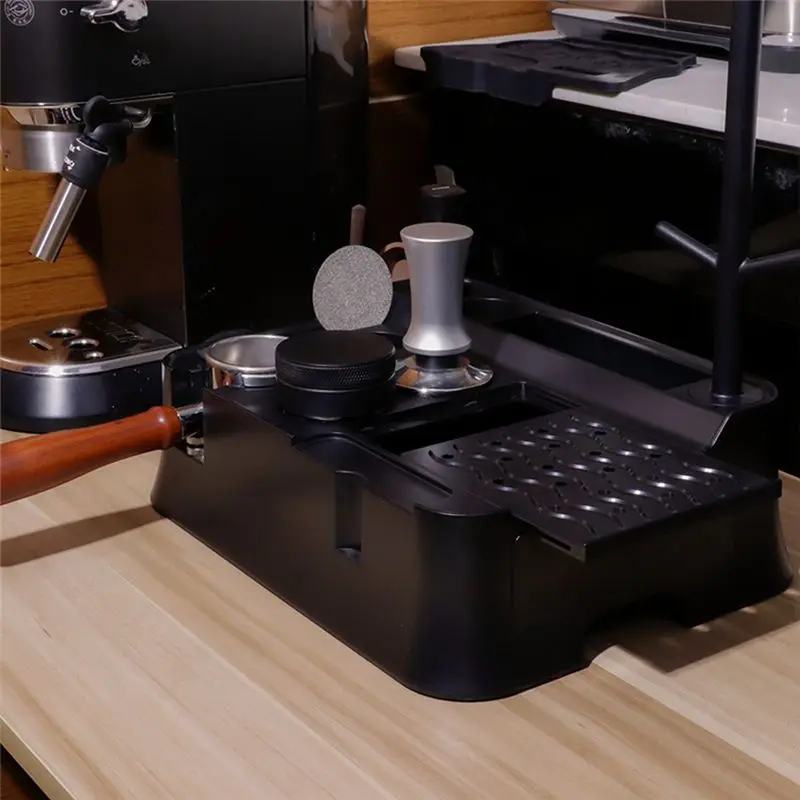 A005-Espresso Tamping Station Espresso Organizer Box Coffee Filter Tamper Holder For Counter Top Coffee Tools Organzier A