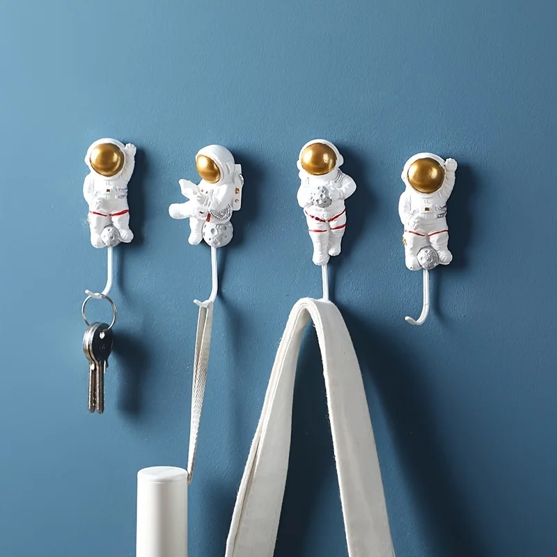 1pc/4pcs, Astronaut Sticky , Adhesive Hook, Coat Hangers, Kitchen Strong Viscose Free Punching No Trace Fixer, Door Back Wall Ha