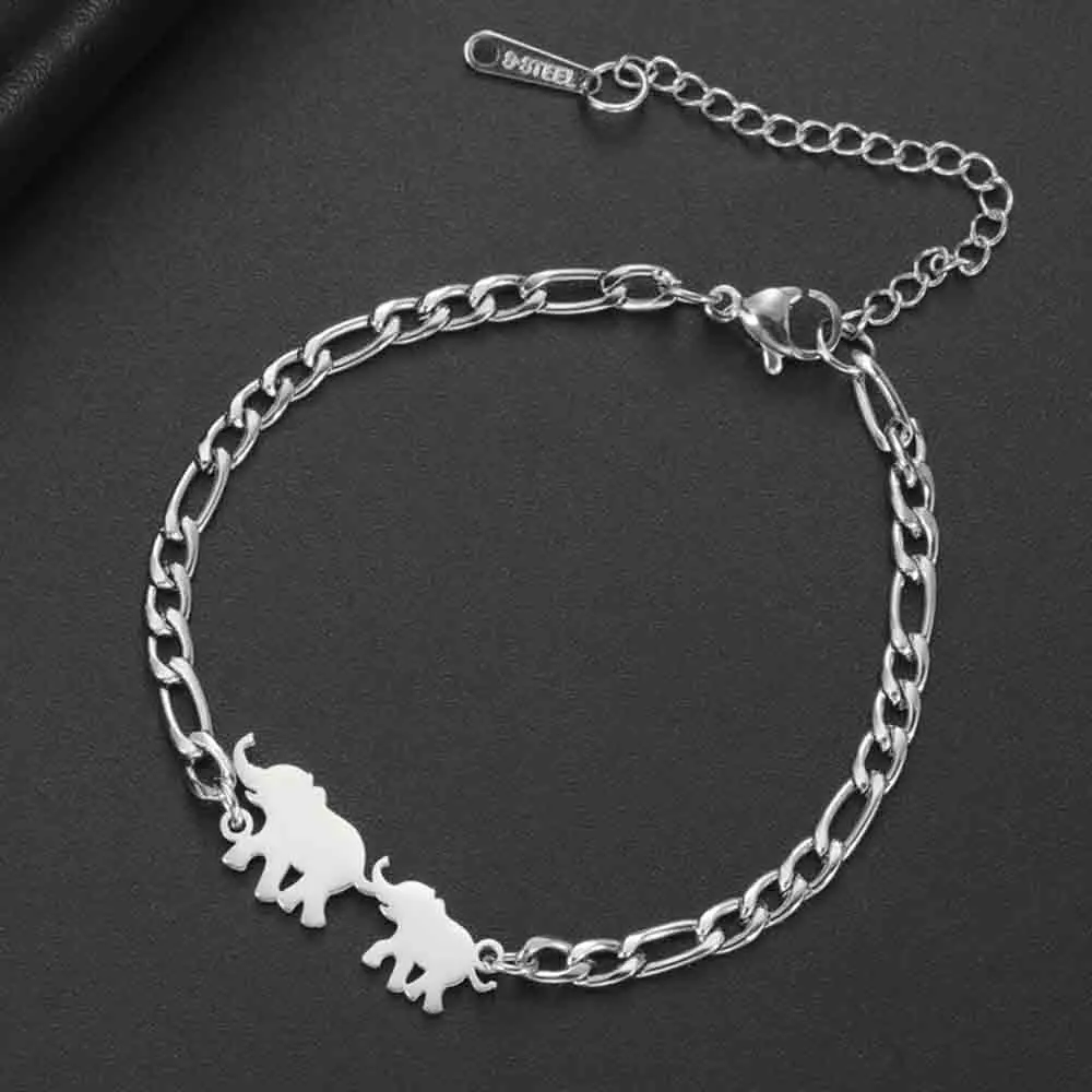 

My Shape Elephants Bracelets for Women Stainless Steel Animal Charm Bracelet Wrist Bangle Anklets Jewelry Birthday Mother's Day