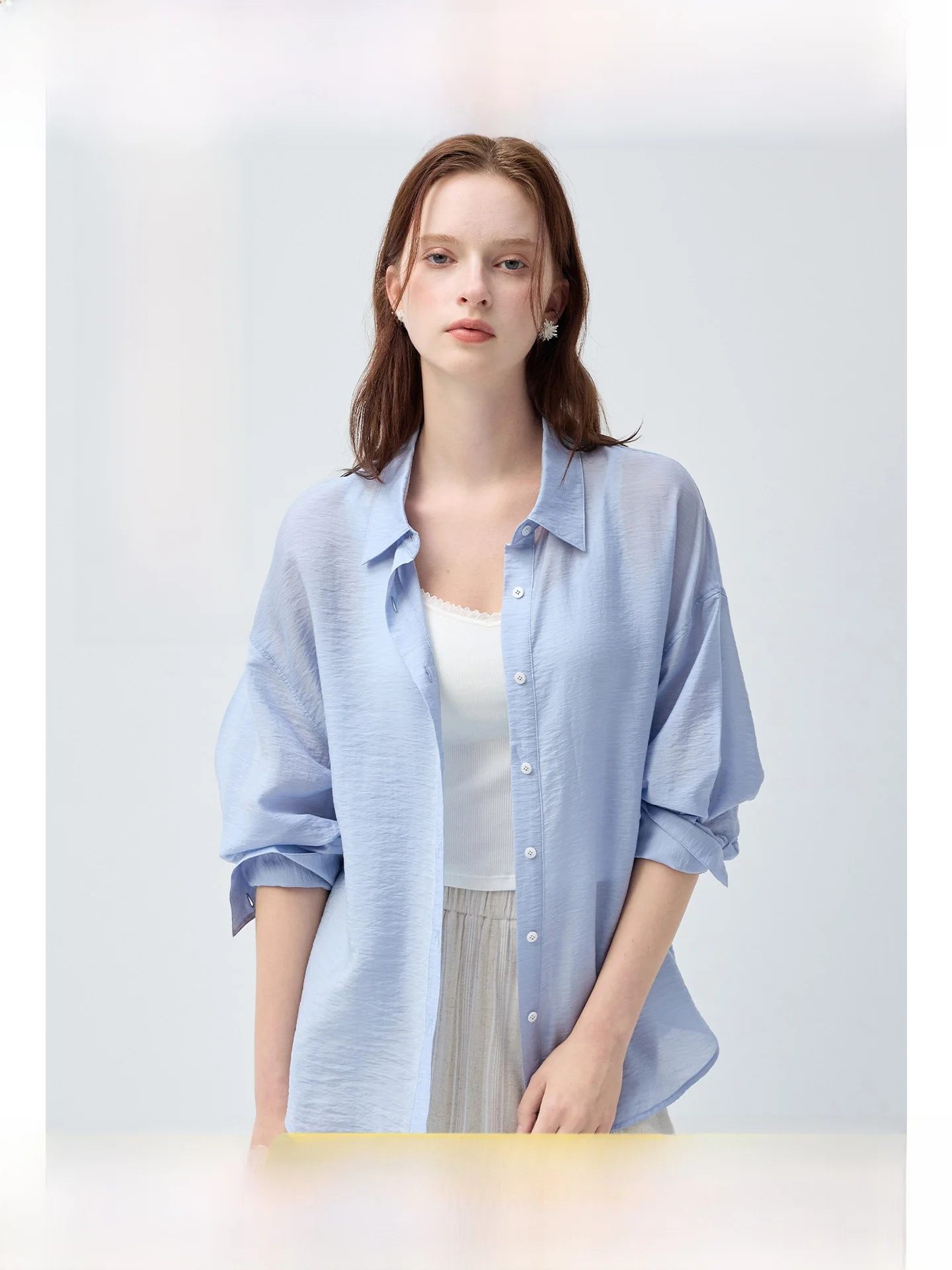 

Женская свободная рубашка больших размеров для защиты от солнца, универсальная летняя новинка, кардиган в корейском стиле для полных женщин, дышащий, с микропушистым эффектом.