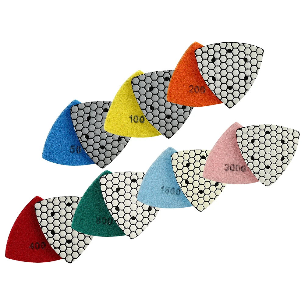 Almohadillas de pulido en seco de diamante triangular de 90mm para granito, mármol, hormigón, almohadillas de lijado de piedra, Discos de pulido