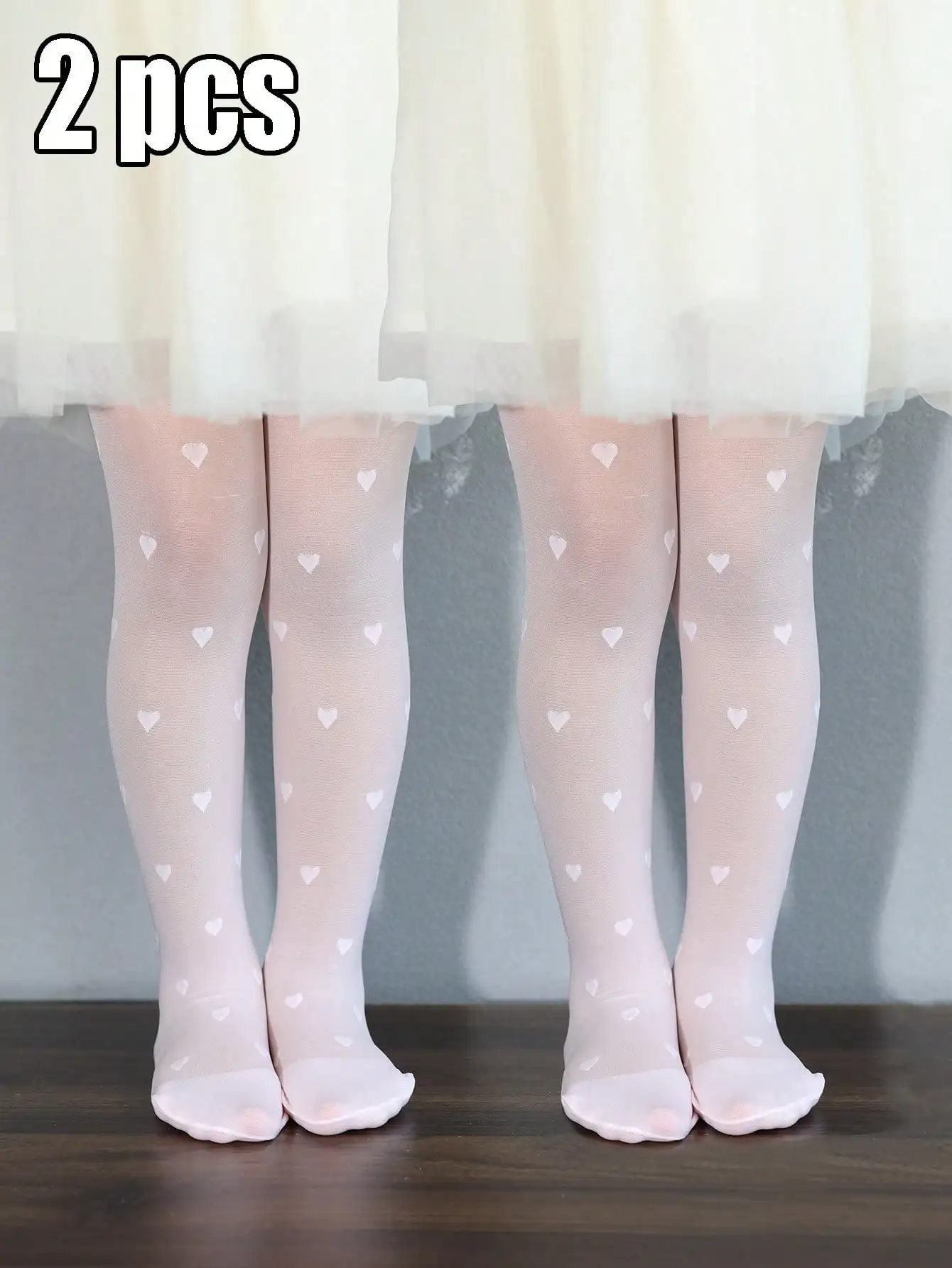 2 Pairs of Baby Girls Pantyhose Children Summer Thin Leggings Love Heart Mesh Stockings Little Princess White Tight Soft Hosiery