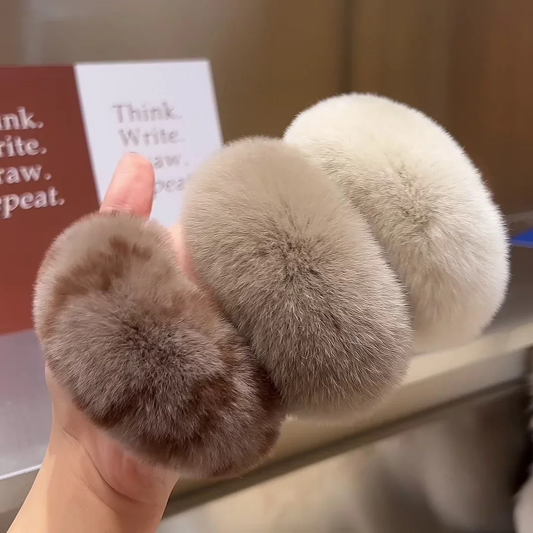 

10.5cm Rex Rabbit Hair Hairpin Black Ponytail Hair Clips Girls Cute Plush Hair Clips Hairpin Fashion Women Hair Accessories