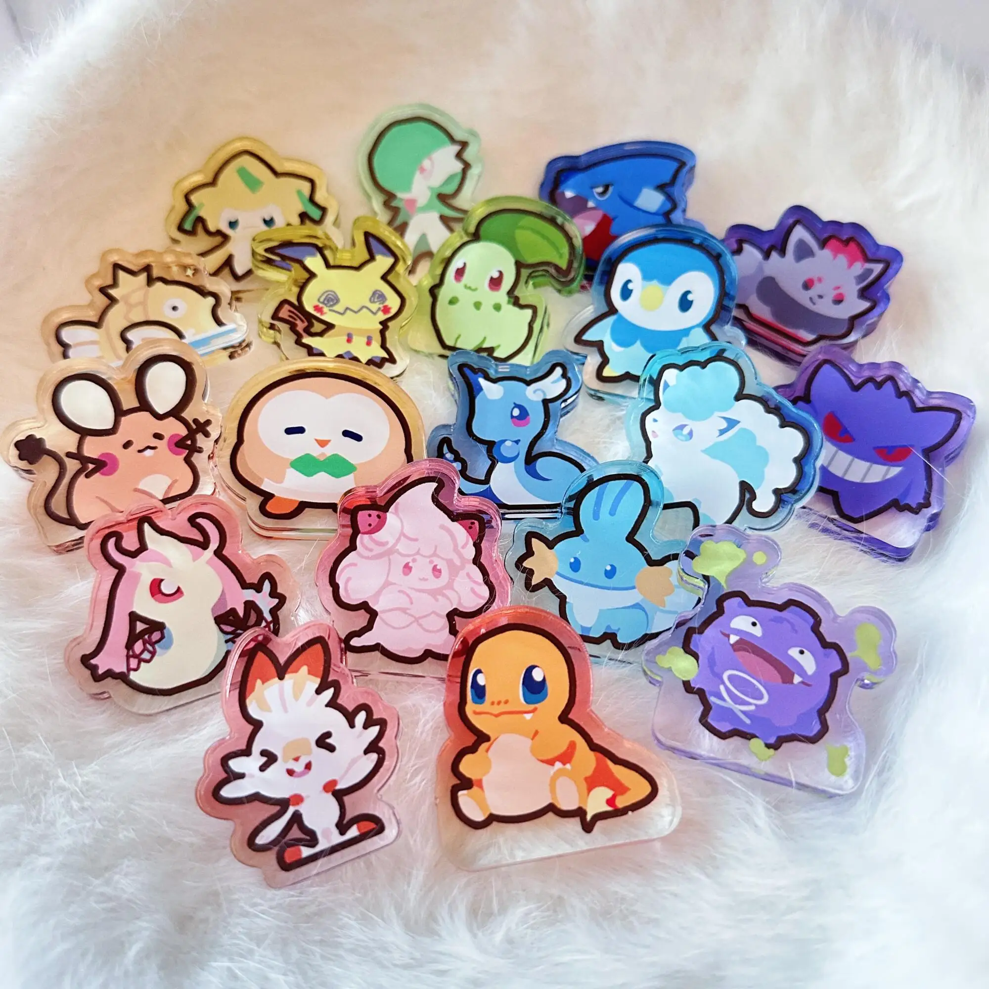 

37 моделей Diy Ptcg Charmander Mew, милая коллекция, акриловая подставка Ptcg Gengar Mimikyu, толстый желейный акриловый знак, подарочная игрушка