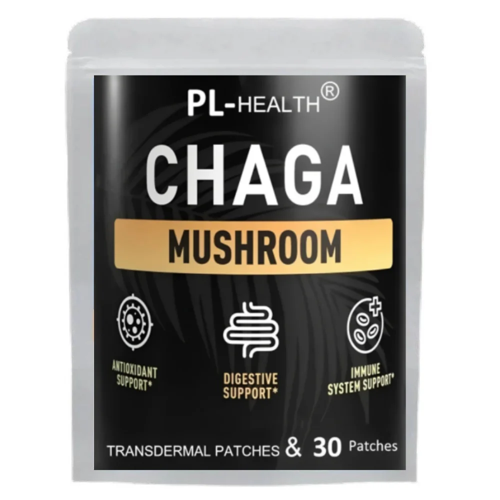 Parches transdermicos Chaga Mushroom para digestión, energía y soporte inmunológico-30 parches Suministro de un mes