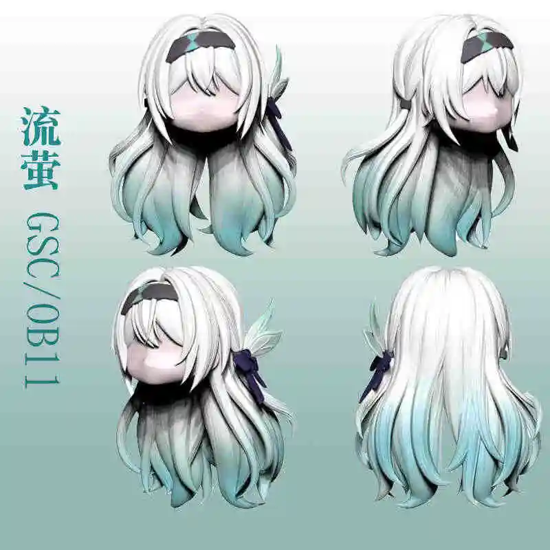 Honkai: Star Rail Firefly Hair Shell Wig OB11, BJD, acessórios de bonecas artesanais destacáveis, adereços de jogos, Anime Figure Toy para crianças, presente