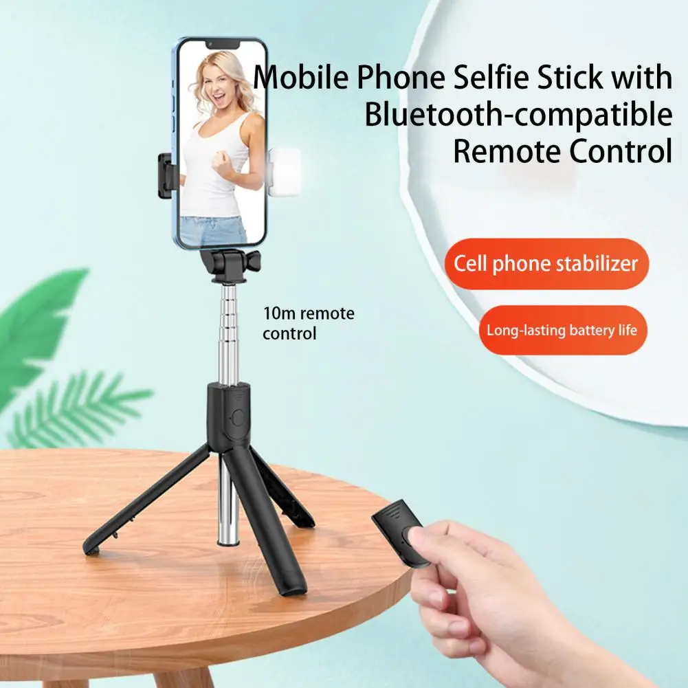 Wireless Selfie Stick Tripod Stand with Detachable Remote for iPhone Mobile Phone Live Streaming