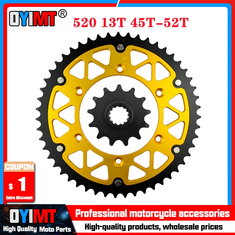 

13T 45T-52T 520 Chain Motorcycle Front & Rear Sprocket For SUZUKI DR 250 L DR-Z 250 RM 250 D P J RMX 250 RV 90 DR 350 DR-Z 400