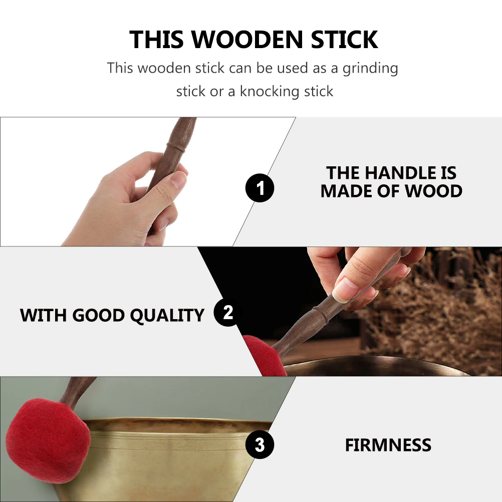 

1 pc Premium Wooden Mallet Durable Sound Bowl Stick Wool Felt Head for Nepalese Tibetan Yoga Singing Bowl Sleep Accessory