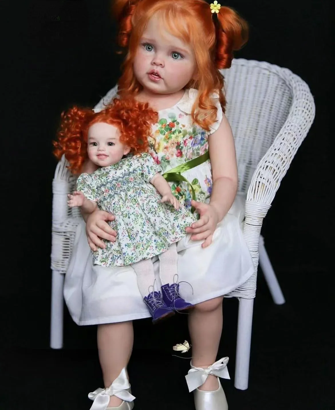 Boneca bebê reborn de 32 polegadas, fornecimento limitado personalizado, cressida com cabelo longo encaracolado laranja enraizado à mão, boneca já acabada