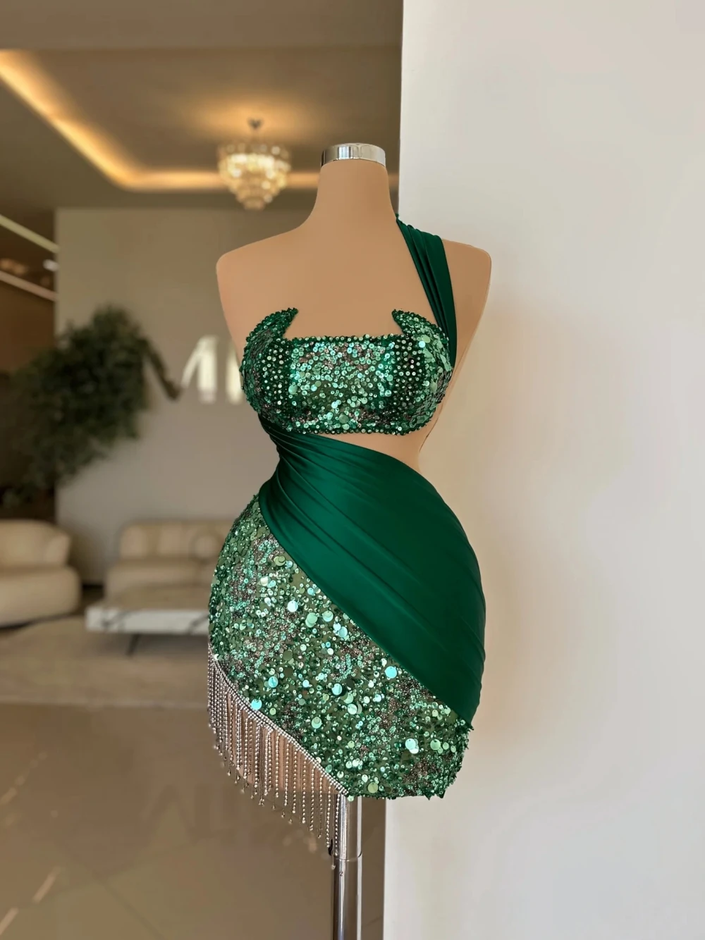 Haute Couture Women Evening Dress Party Birthday Beaded Tassel Club Wear Mini Sheath Customized Prom Gown Vestidos De Novia