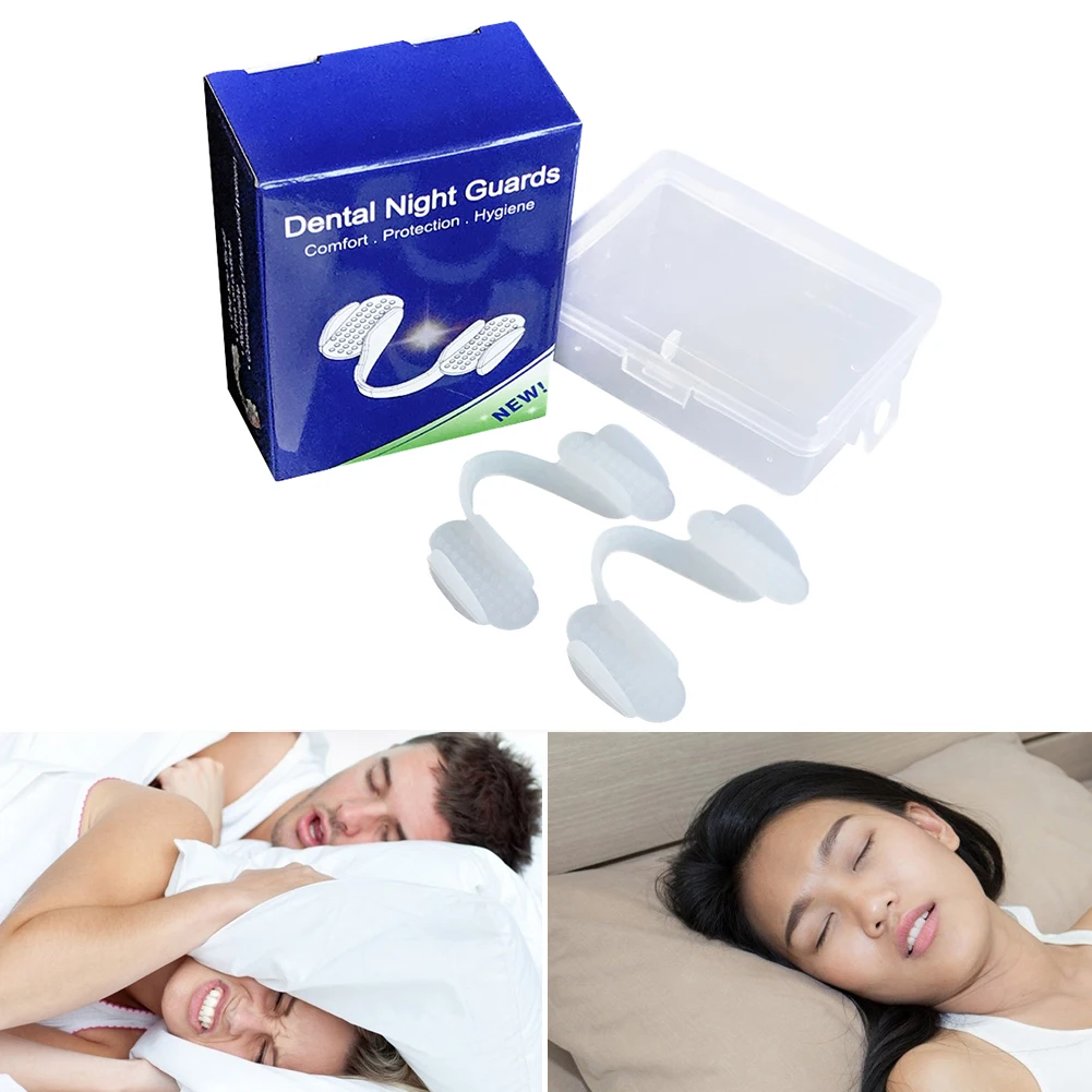 2Pcs Dental Mouth Guard Soft Teeth Splint Protector Anti-wear Silicone Tooth Pad for Grinding Clenching Teeth at Night