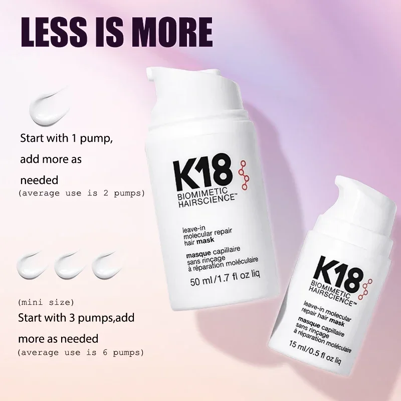 Genuine K18 Repair Hair Mask Free Wash Repair Damaged Structure Reduction Improve Ironing Damaged Frizzy Hair Care