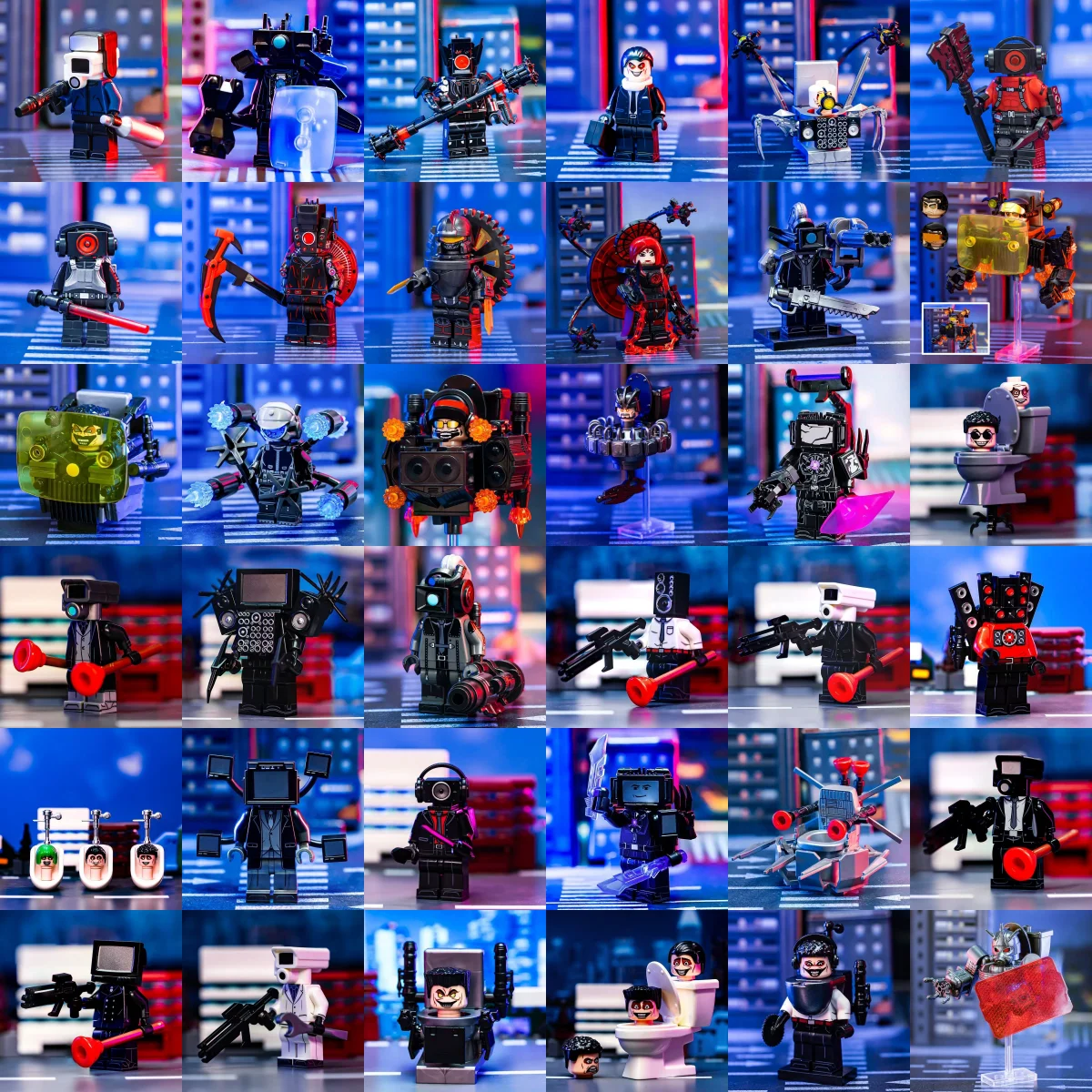 KDL846 Skibidi Toilet Man Anime dibujos animados ladrillos muñecas Brad Sword Fighter TV diplomática hombre Mini ladrillos figuras de juguete bloques de construcción
