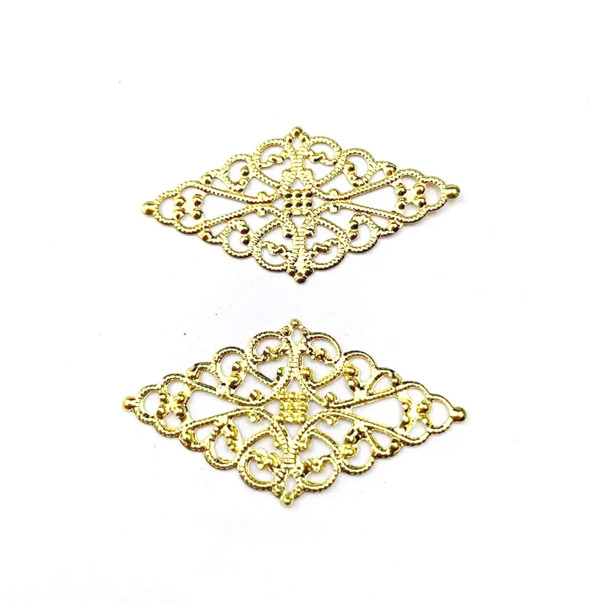 200PCS Hollow Rhombus Connector Charm Filigree Wraps 25x45mm Embellishments DIY Retro Headwear Jewelry Crafts Garment Accessorie