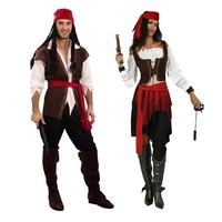 Pirate Pirates of the Caribbean Cosplay Captain Jack Sparrow Costume Men Women Female Male Female Carnival Halloween Sexy Set