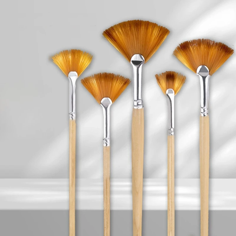 

Набор кистей с веером из 5 предметов, нейлоновые кисти для рисования волос для акрила, масла, акварели, художественные кисти для холста, набор кистей в форме акварели