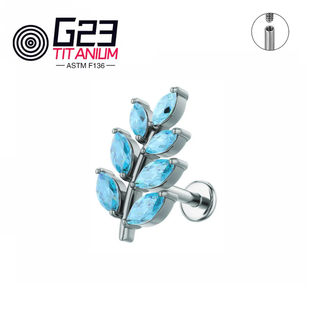 ASTM F136 Titanium Leaf Shape CZ Earring