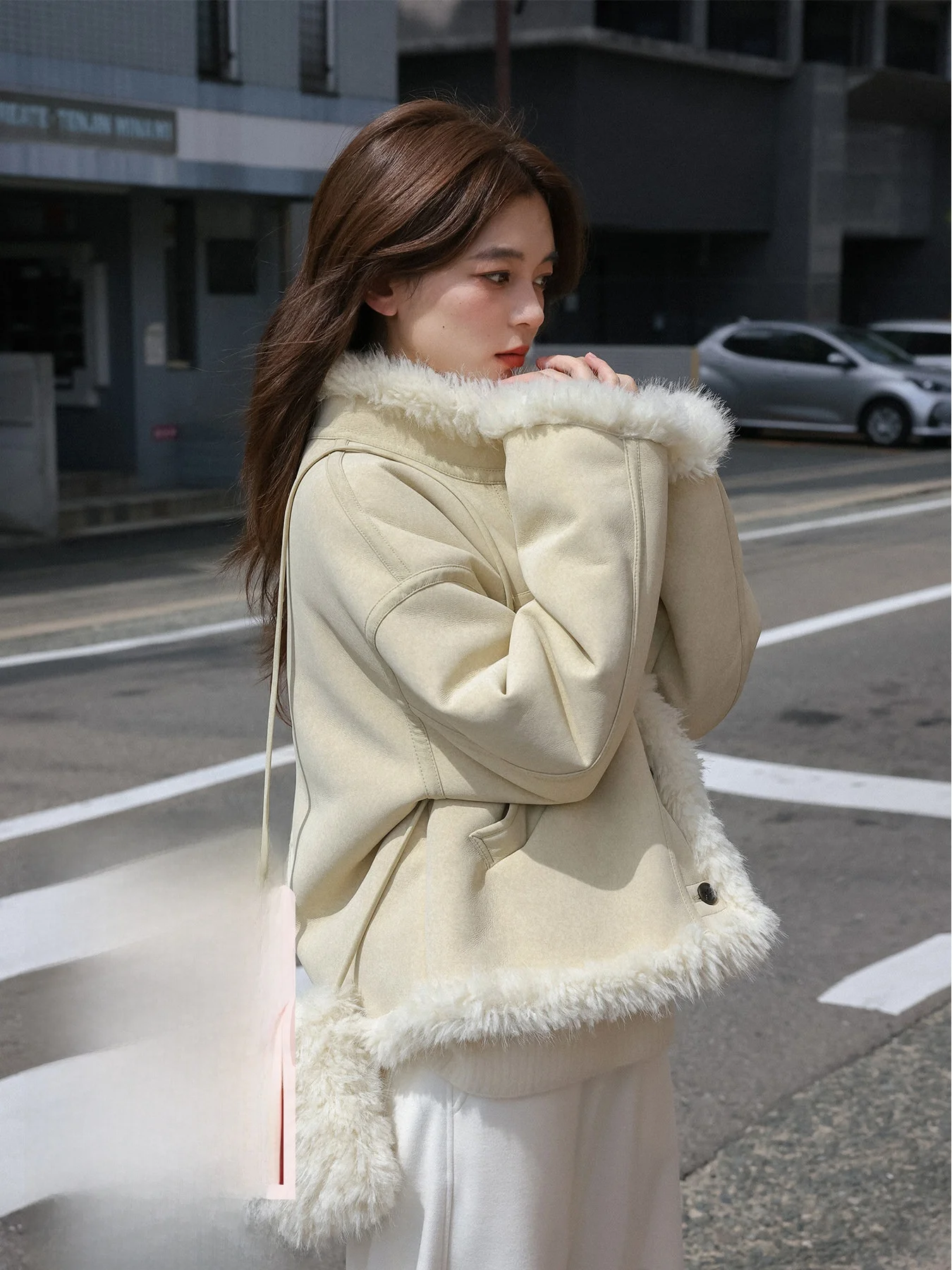 

Женское утепленное пальто из овечьей шерсти с интегрированным дизайном, зимняя верхняя одежда, теплое, прямого кроя, с длинными рукавами, на пуговицах