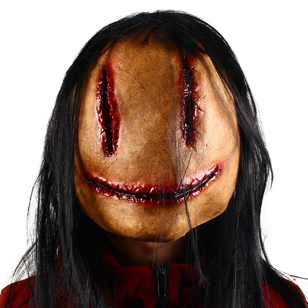 

Horror Devil Mask with Long Hair,Scary Challenge Games Evil Costume Halloween Creepy Cosplay Party Decoration