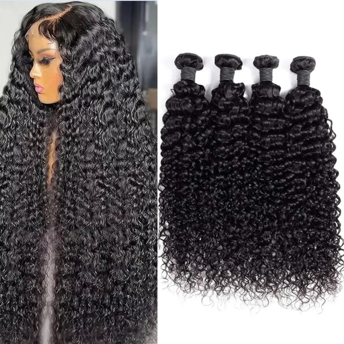 

15A Grade Brazilian Virgin Jerry Curly Human Hair Bundles 22 24 26 Inch 3 Bundles Soft Natural Hair Extensions for Daily Hair Styling