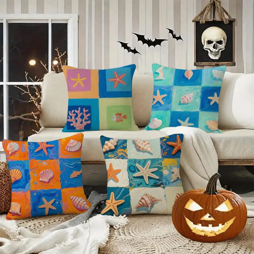 Marine life Cushion Cover Halloween decoration trick or treat cushion cover, ghost, pumpkin head, bat decoration