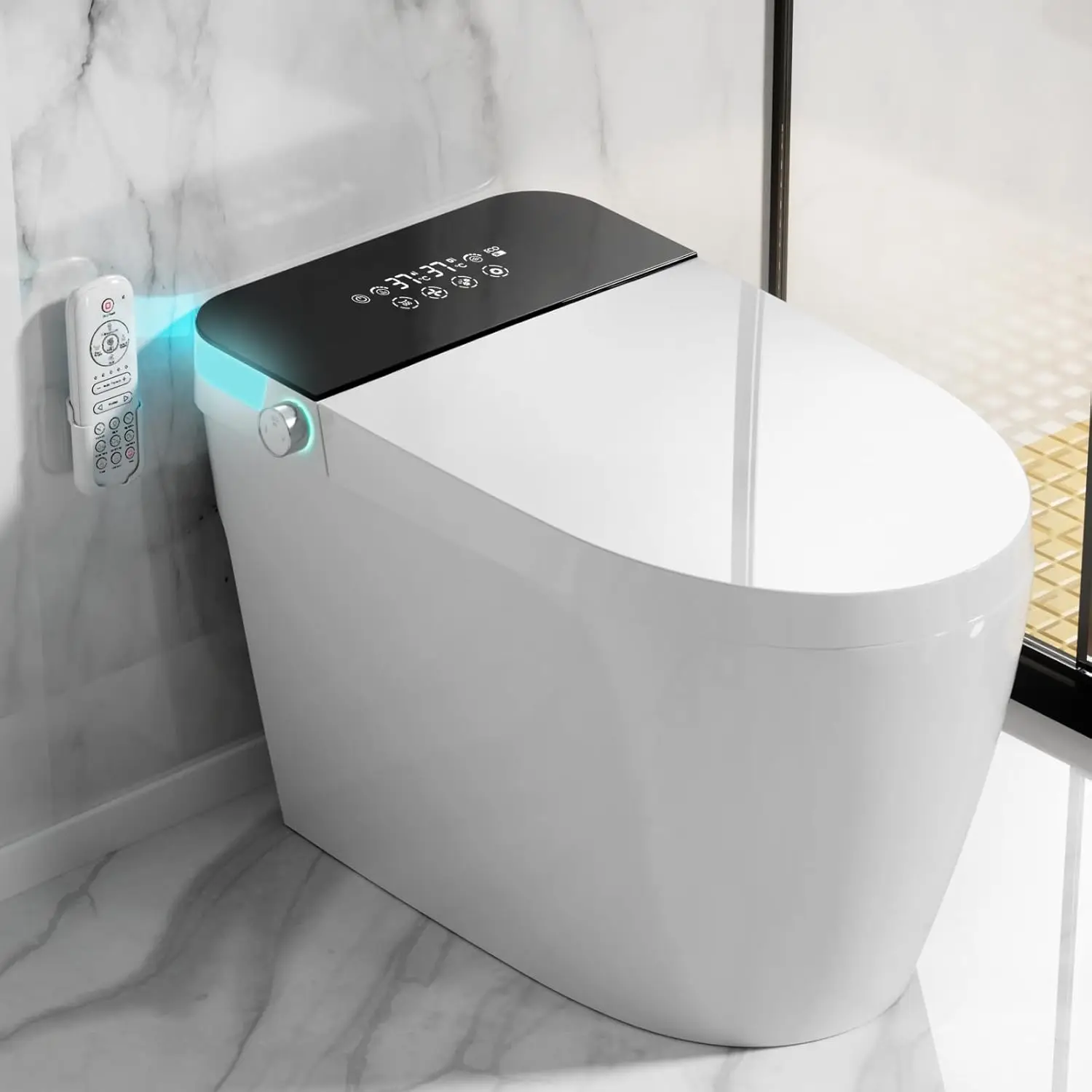

Smart Toilet with Bidet Built In with Warm Water Sprayer and Dryer, Foot Sensor Operation,Heated Seat toilet with, Customized