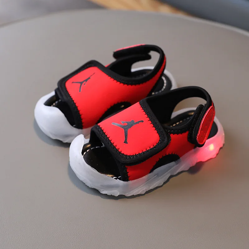 Children Kids Sport Sandals Baby Light Led Casual Slippers Boys Girls Lightweight Non Slip leather Running Beach Sandals 15-25