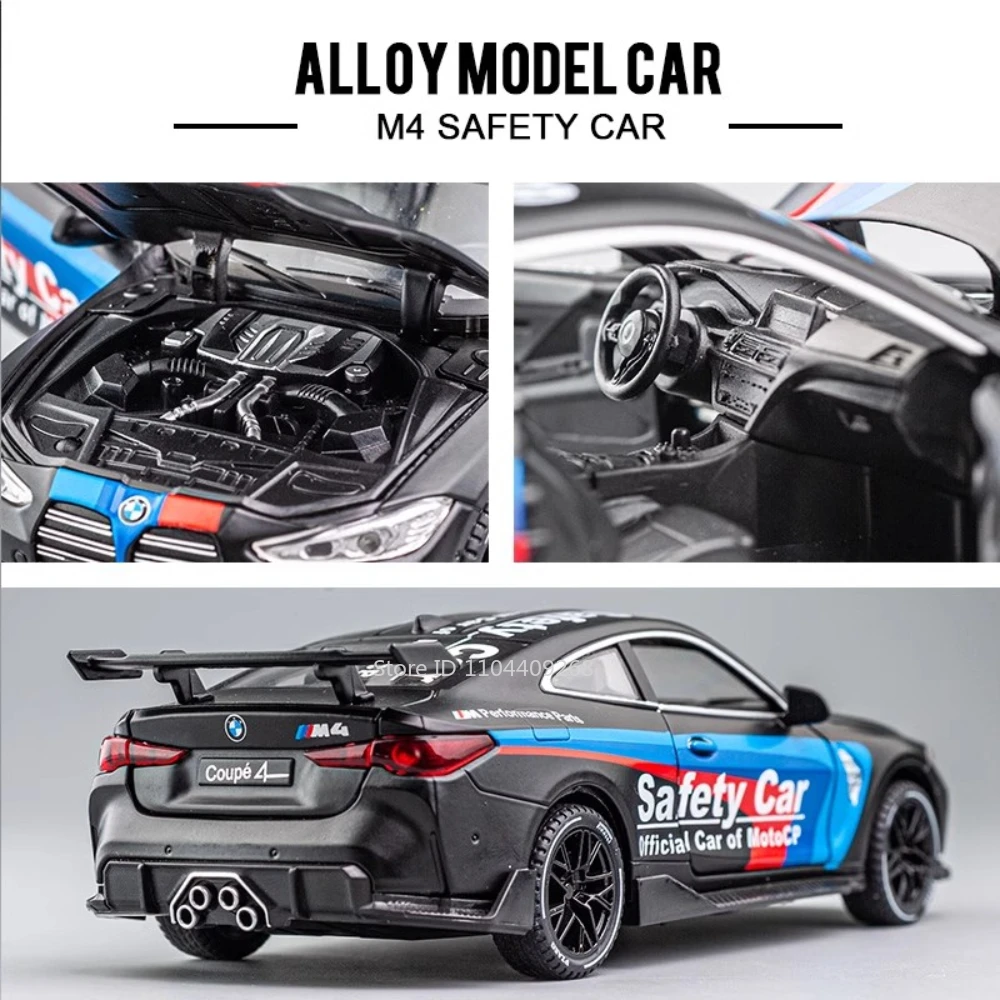 Modelo de coche de juguete 1:32 M4 320i, aleación fundida a presión, puertas con luz de sonido abierta, modelos en miniatura, colección de juguetes para adultos para niños