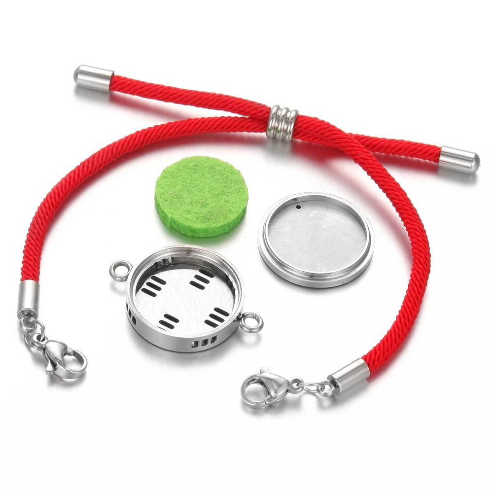 Bracciale per aromaterapia in acciaio inossidabile Corda rossa 12 Animali dello zodiaco cinese Profumo Bracciale con diffusore di olio essenziale Gioielli con aroma