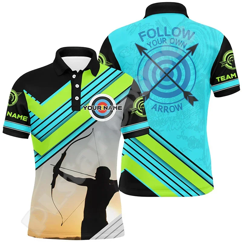 

Custom Name Mesh Breathable Archery Archer Shooter Tattoo Retro 3DPrint Harajuku Summer Streetwear Short Sleeves Polo Shirts X4